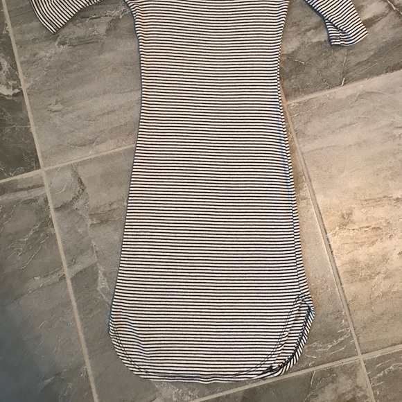 Off the shoulder black and white striped dress. - Picture 2 of 3